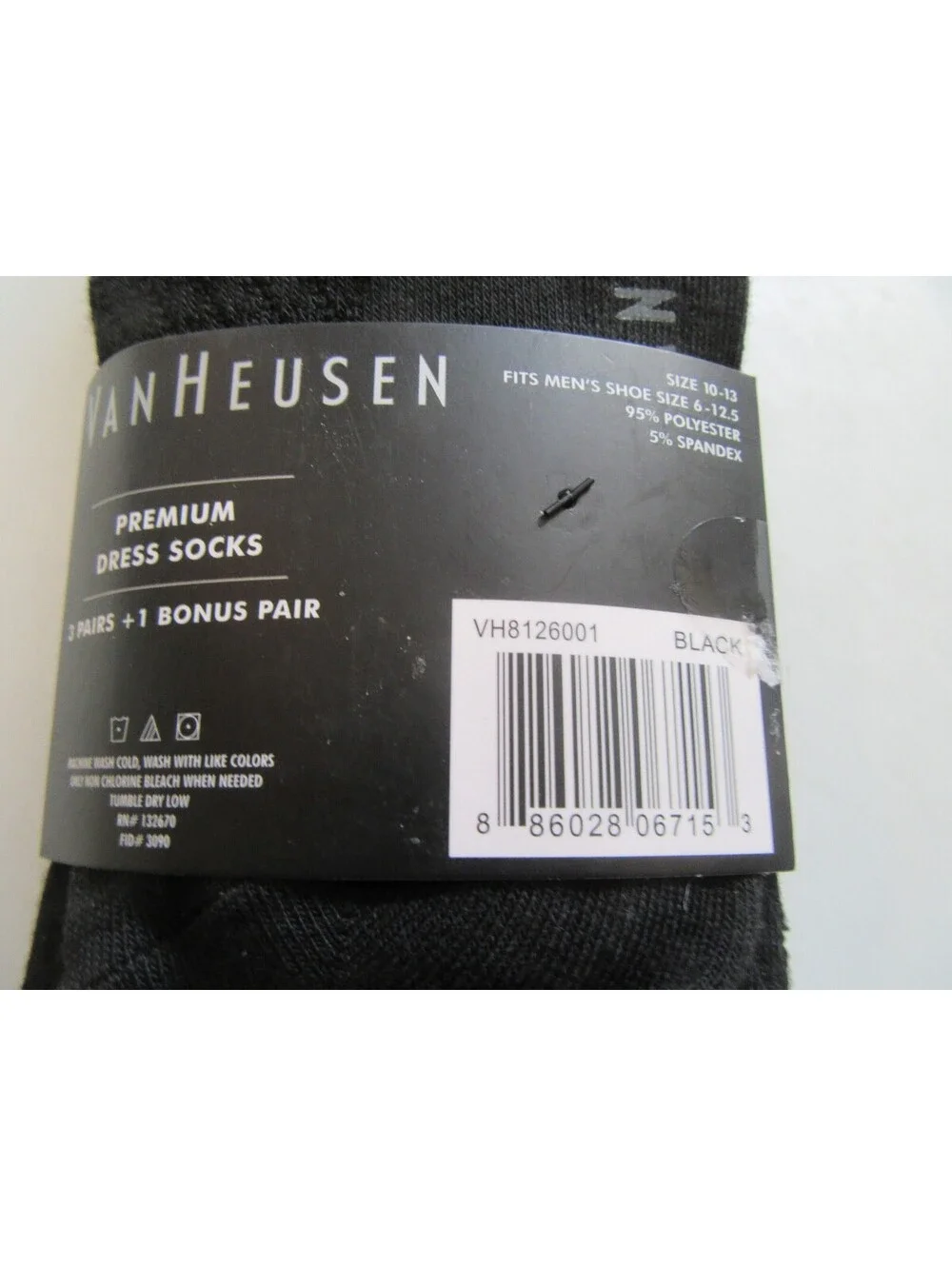 Van Heusen Premium Crew Dress Socks Black & Blue Stripe /Black 4 Pack NWT